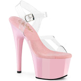 Pleaser Adore 708 Clear Baby Pink Platform Shoes